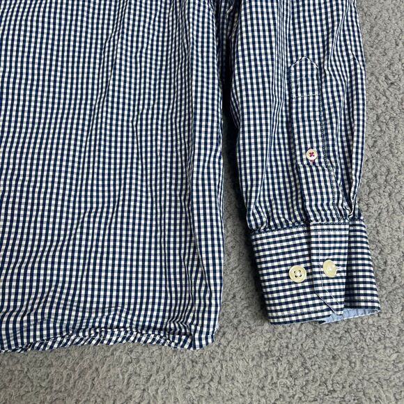 Izod Button Down Shirt Mens 3XL Navy White Gingham Check Button Down Big & Tall - Picture 6 of 16